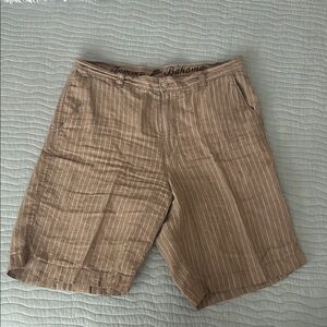 Tommy Bahama 100% Linen Brown Striped Shorts Men's 35